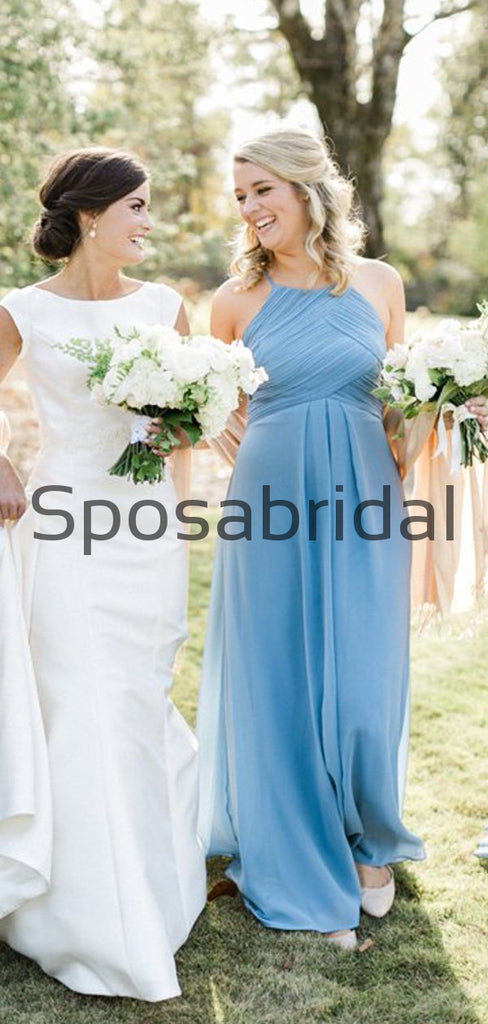 Blue Newest Chamring Chiffon Long Beach Bridesmaid Dresses WG850