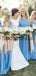 Blue Newest Chamring Chiffon Long Beach Bridesmaid Dresses WG850