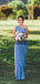 Blue One Shoulder Jersey Simple Beach Long Bridesmaid Dresses WG808