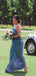 Blue One Shoulder Jersey Simple Beach Long Bridesmaid Dresses WG808