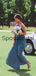 Blue One Shoulder Jersey Simple Beach Long Bridesmaid Dresses WG808