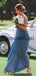 Blue One Shoulder Jersey Simple Beach Long Bridesmaid Dresses WG808