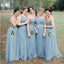 Blue Grey Cheap Long Tulle Mismatched Convertible Pretty Modest Mismatched Fairy Bridesmaid Dresses, Custom Cheap Bridesmaid dresses, WG250 - SposaBridal