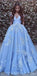 Blue Off  The Shhoulder V-Neck Long Prom Gown, Formal High  Quality Floor-length Prom Dresses,PD1147
