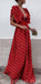 Boho Black Blue Red Sexy V Neck A-line  Unique Design Wave Point Evening Maxi Prom Dresses,PD1099