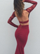 Red Sexy Spaghetti Straps Open Back Mermaid Party Prom Dresses, PD0119