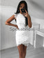 Cap Sleeves Unique Lace Mermaid Short Homecoming Dresses BD0439