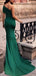 Charming One-shoulder Mermaid Sexy Side-slit Eramald Green Prom Dresses, PD1834