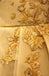 Elegant Baby Yellow A-line Floral Long Prom Dress, Ball Gown, PD1420