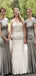 Charming Gray Sequin Mermaid Cap Sleeves Modest Bridesmaid Dresses WG795