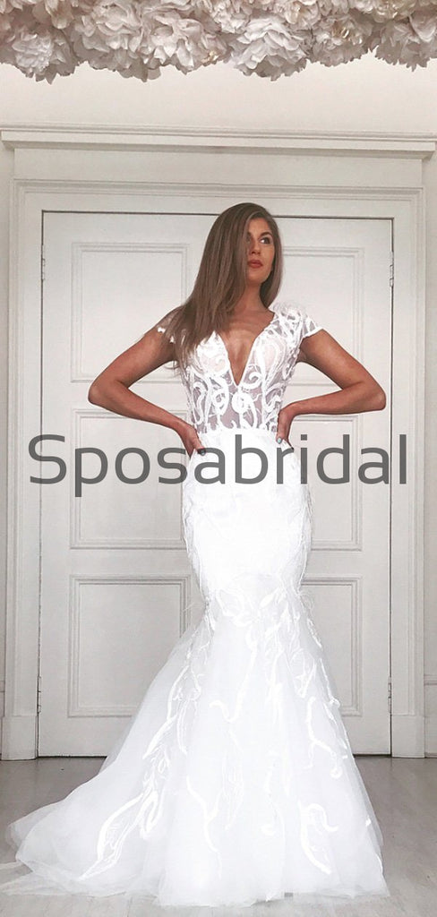 Charming Mermaid Elegant Unqiue Beach Wedding Dresses WD0434