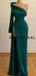 Charming One Shoulder Green Mermaid Evening Prom Dresses PD2363