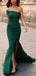 Charming One-shoulder Mermaid Sexy Side-slit Eramald Green Prom Dresses, PD1834