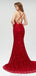 Charming Red Lace Spaghetti Straps Sexy Mermaid Prom Dresses, Evening Dress, PD0438