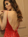 Charming Spaghetti Straps V-neck A-line Sparkly Modest Prom Dresses, PD0931