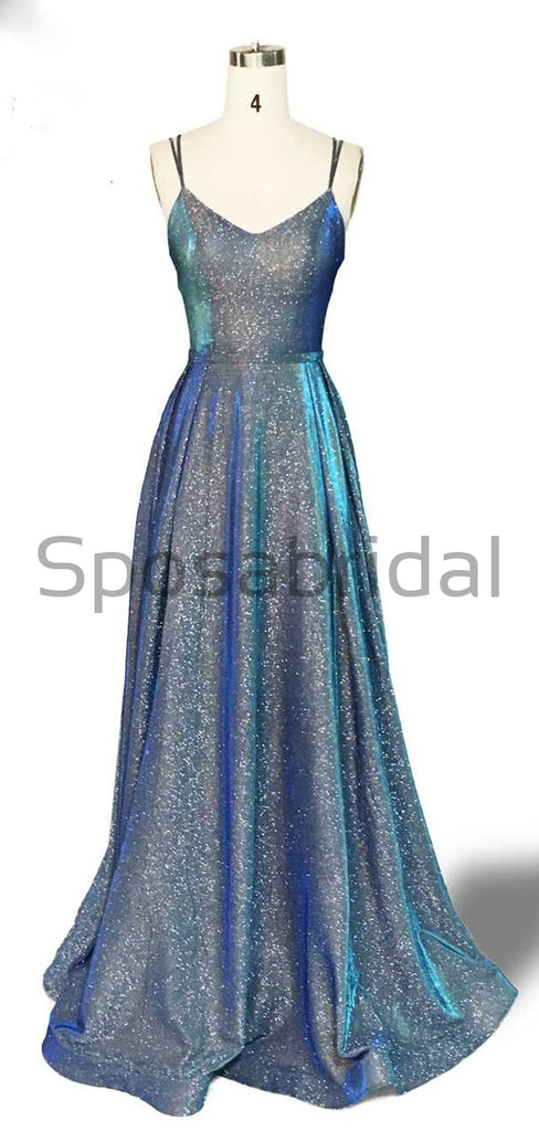 Charming A-line Spaghetti Straps V-Neck Long Vintage Simple Elegant Prom Dresses PD1765