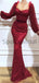 Charming Mermaid Elegant Long Sleeves Sexy Formal Long Prom Dresses PD1950