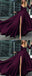 Charming Cheap Custom Long Sleeves Dark Burgundy Simple Soft Prom Dresses, evening dress, PD0948 - SposaBridal