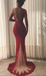 Charming Elegant Red Full Lace Mermaid  ELegant Side Split Prom Dresses,PD1025 - SposaBridal