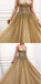Charming Long Gold  Spaghetti Straps Gorgeous Sparkly Modest Prom Dresses, Evening dresses, PD0903 - SposaBridal