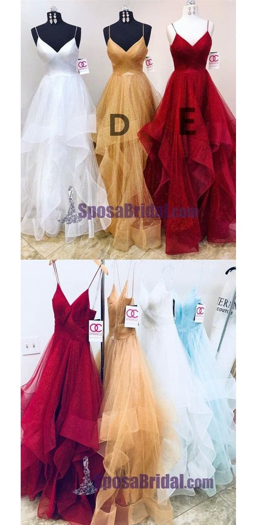 Charming Long Spaghetti Straps Tulle Simple Popular Fashion  Prom Dresses, Prom Gowns For party, PD0582