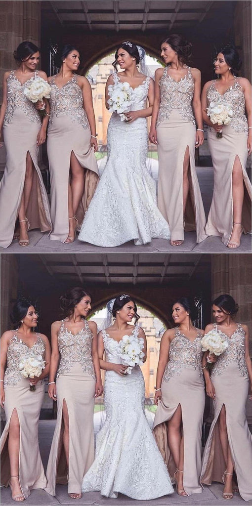 Charming New Arrival Elegant Long Cheap Modest Sexy Unique Mermaid V-Neck  High Quality Bridesmaid Dresses, WG265 - SposaBridal