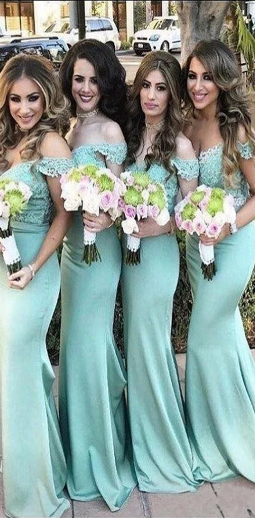 Charming Popular Off Shoulder Lace top Mermaid  Bridesmaid Dresses, wedding guest dress, PD0337