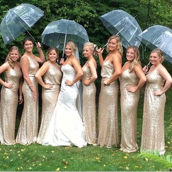 Charming Sequin Mermaid V-Neck Sparkly Gorgeous Short Long Romantic Bridesmaid Dresses, WG130 - SposaBridal