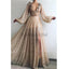 Charming Sexy V-neck Unique Design Formal Sparkly Modest Long Prom Dresses, Evening Dresses PD1563