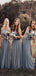 Cheap Dusty Blue Hot Sale Simple Long Beach Summer Bridesmaid Dresses WG851