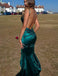 Cheap Mermaid Deep-Neck Spagheeti Straps Backless Turquoise Simple  Prom Dressse, PD0960