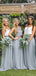 Cheap Dusty Blue and Burgundy Simple Two Pieces Bridesmaid Dresses, PD0306