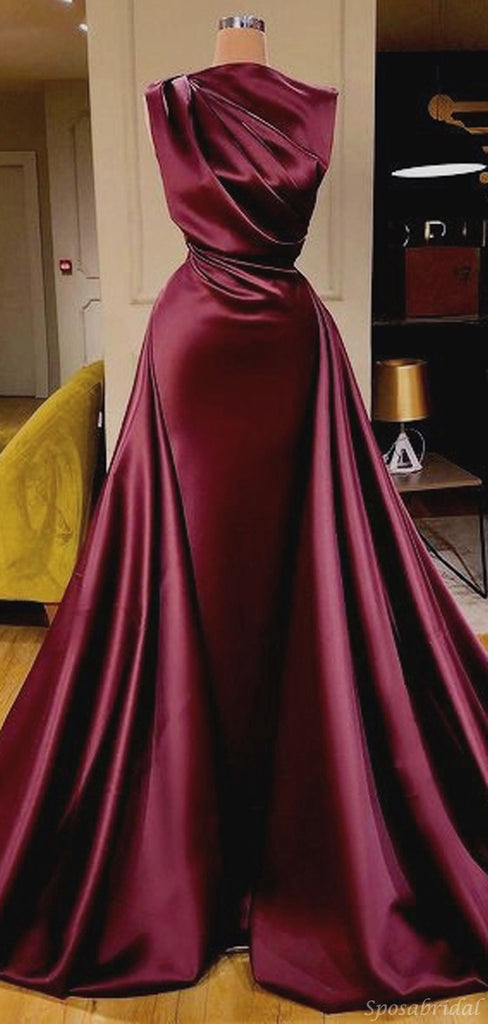 Cheap Simple High Neck Sleeveless Long Fashion Prom Dresses PD2147