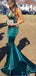 Cheap Mermaid Deep-Neck Spagheeti Straps Backless Turquoise Simple  Prom Dressse, PD0960
