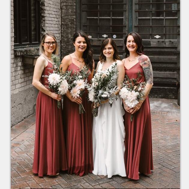 Cheap New  Arrival Spaghetti Straps V-Neck Floor-Length Simple  Bridesmaid Dresses,WG397 - SposaBridal