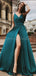 Cheap Red Simple Spaghetti Straps Side Slit Long Prom Dresses PD1424