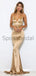 Cheap Spaghetti Straps V-Neck Simple Mermaid Gold Formal Long Prom Dresses PD1800