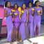 Chiffon Unique Purple Popular Long Mermaid Bridesmaid Dresses WG829