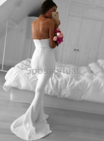 Custom Mermaid Strapless Simple Fashion Sweep Train Prom Dresses PD1000 PD1450