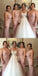 Custom Strapless Long Blush Pink Mermaid Top Lace Bridesmaid Dresses, Wedding Guest Dresses, WG251