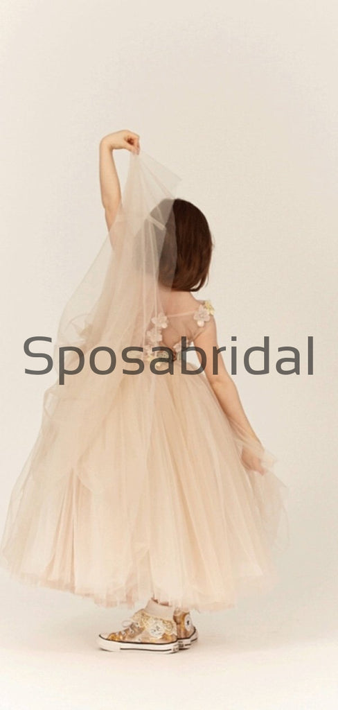 Cute Tulle Flower Round Neck Popular Flower Girl Dresses, FG134