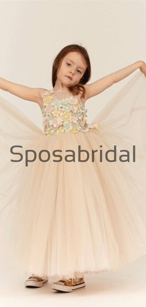 Cute Tulle Flower Round Neck Popular Flower Girl Dresses, FG134