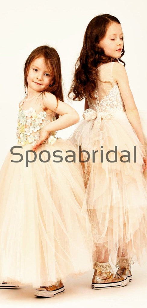 Cute Tulle Flower Round Neck Popular Flower Girl Dresses, FG134