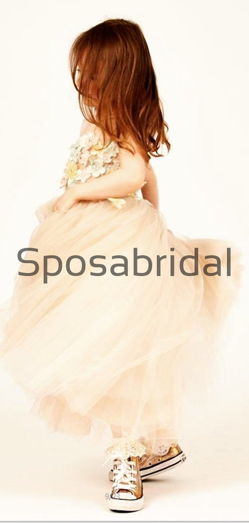 Cute Tulle Flower Round Neck Popular Flower Girl Dresses, FG134