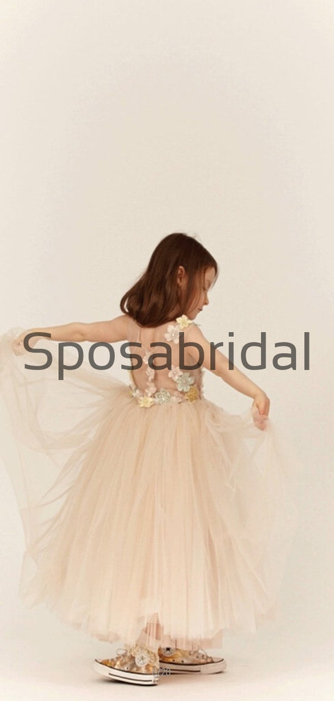 Cute Tulle Flower Round Neck Popular Flower Girl Dresses, FG134
