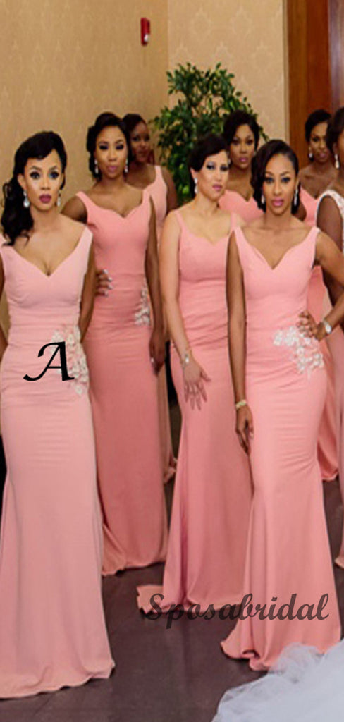 Elegant Mismatched Pink Long Mermaid Bridesmiad Dresses WG908