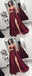 Elegant A-line Burgundy Simple Cheap Satin Prom Dresses, evening dresses, PD0996