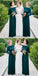 Elegant Green Long Sleeve  Chiffon Sheath Backless Beach Bridesmaid-Dresses,PD0503