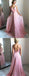 Elegant Pink Gorgeous  A-line Spaghetti Straps V-Back Prom Dresses, PD0852