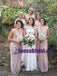 New Unique Design Cheap Elegant V Neck Long Blush Pink Chiffon Bridesmaid Dresses, Wedding Guest Dress online WG241